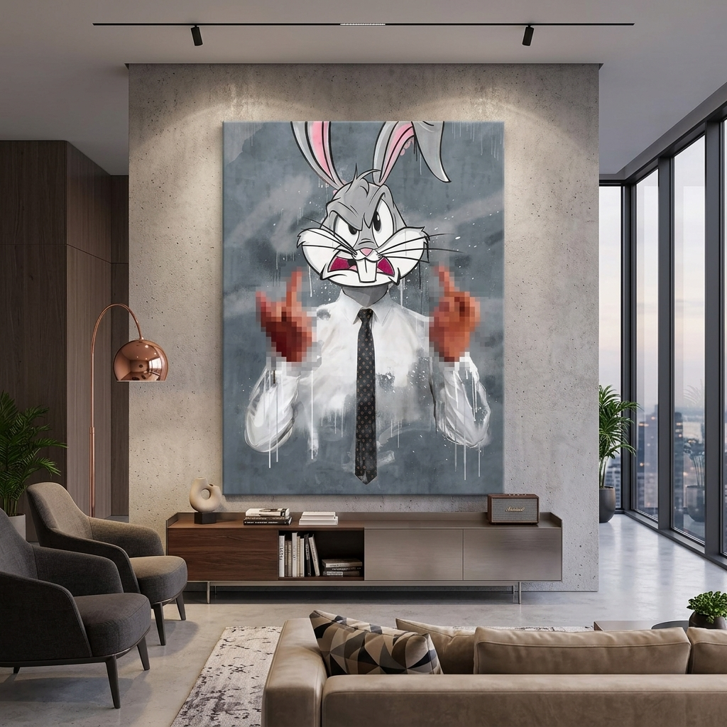 Bugs Bunny Kaninchen aus dem BüroCanvas Wand Kunstdruck