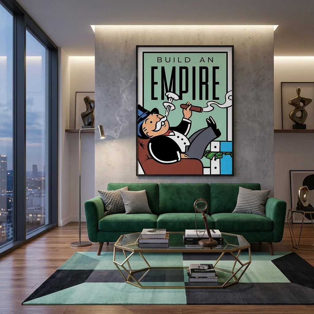 Bauen Sie Ihr Imperium auf – Monopoly – Kunstdruck auf Leinwand