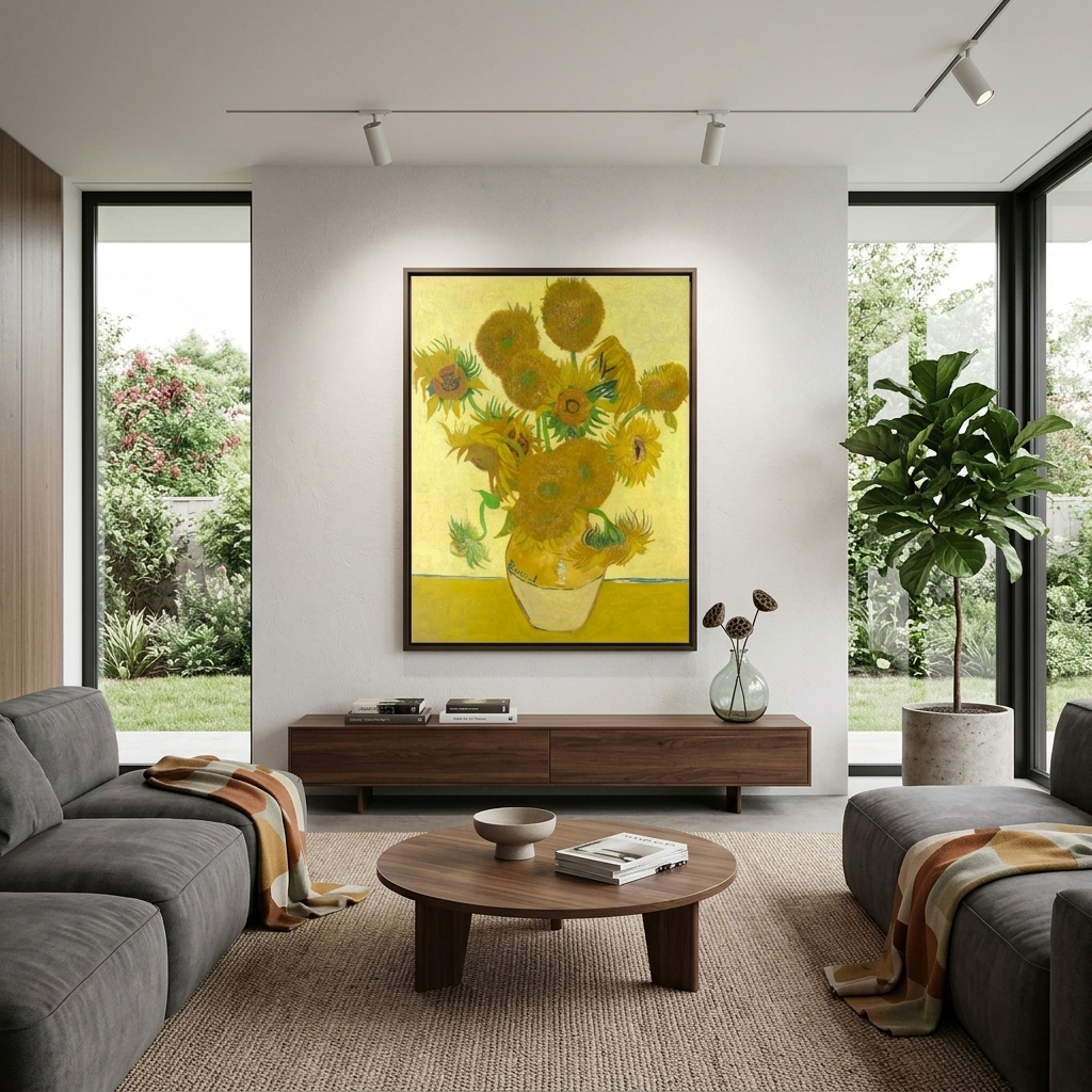 Reproduktion „Sonnenblumen in einer gelben Vase“ von Vincent van Gogh, Reproduktion auf Leinwand, Kunstdruck