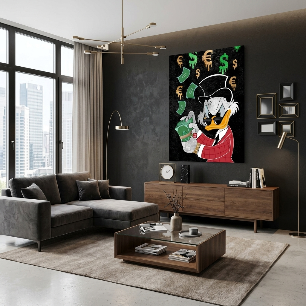 Scrooge Geld Inspirierender Leinwand-Kunstdruck