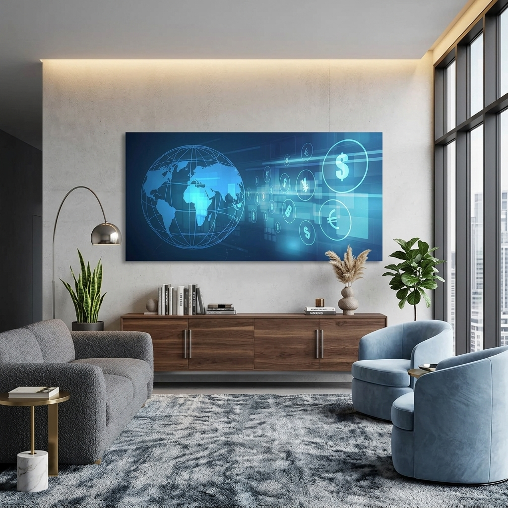 Inspirierender Kunstdruck auf Leinwand „Krypto-Austausch“