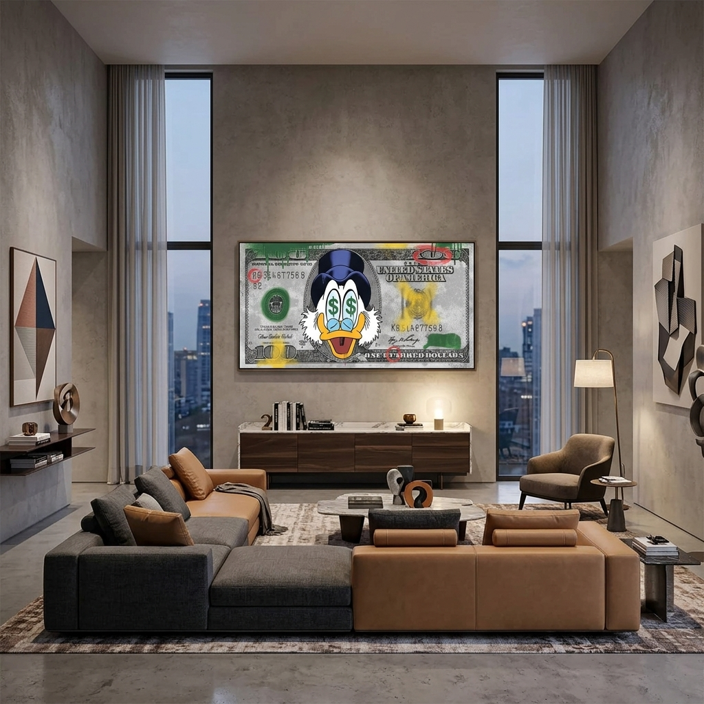 Scrooge Dollar Inspirierender Leinwand-Kunstdruck
