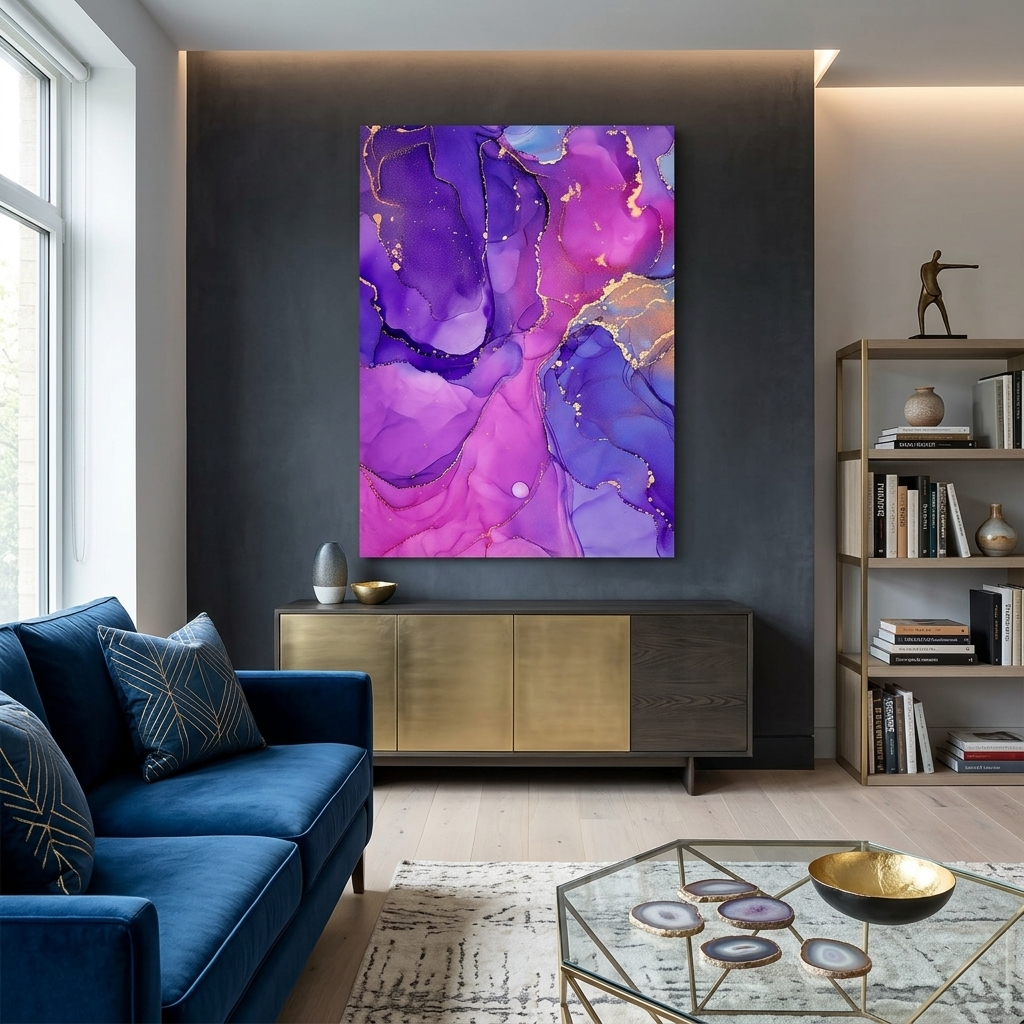 Lila-rosa Abstraktion Leinwand Wand Kunstdruck