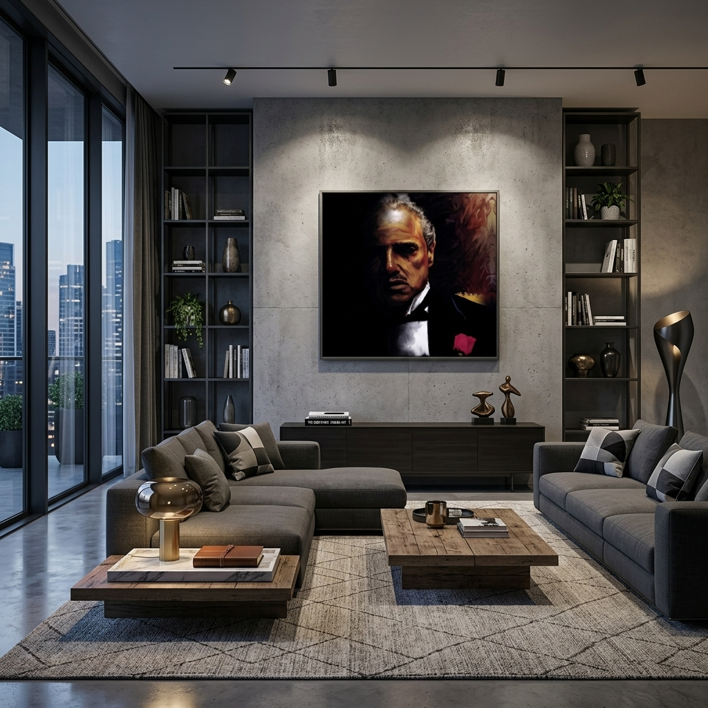 Kunstdruck auf Leinwand, Motiv: Der Pate, Nachahmung der Zeichnung