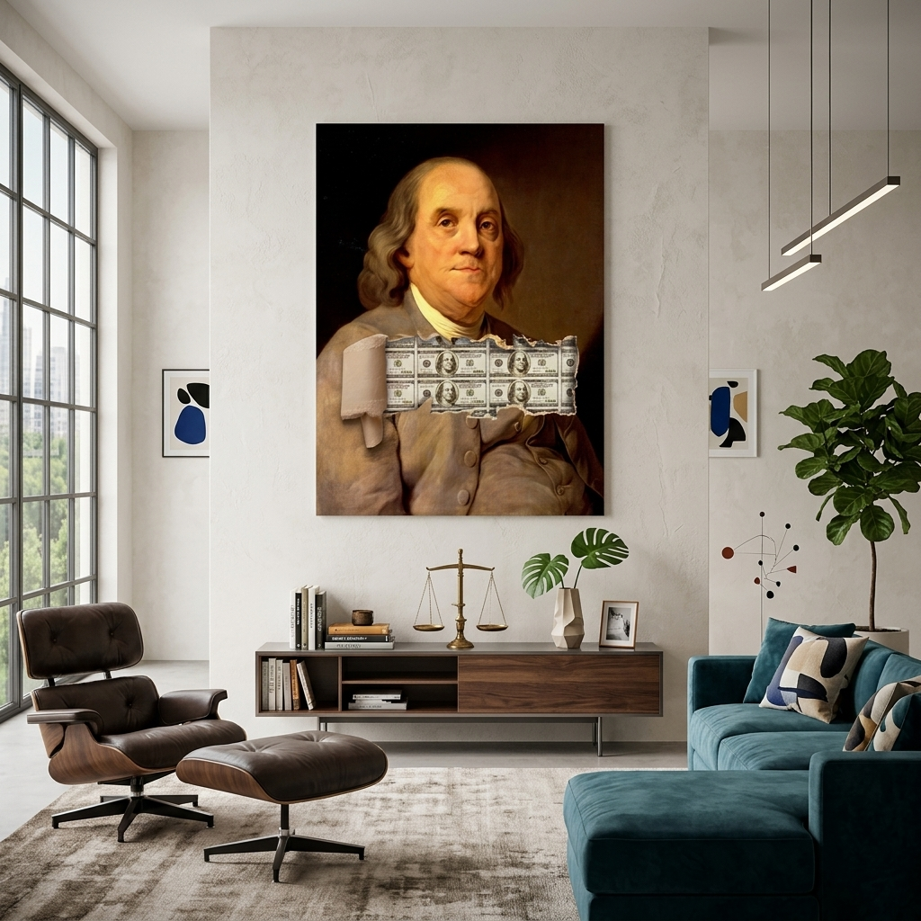 Benjamin Fransclin und Dollar Inspirierender Kunstdruck auf Leinwand