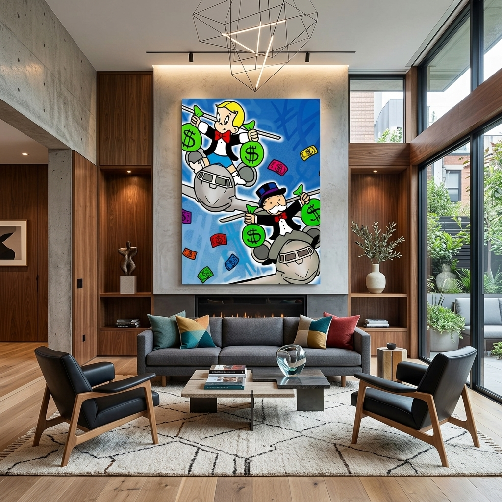 Monopoly Money planes Canvas Wall Art Print