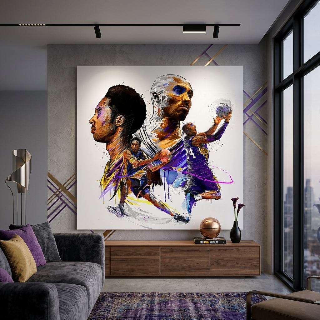 Leinwandbild, Wandbild mit Basketballspieler Kobe Bryant