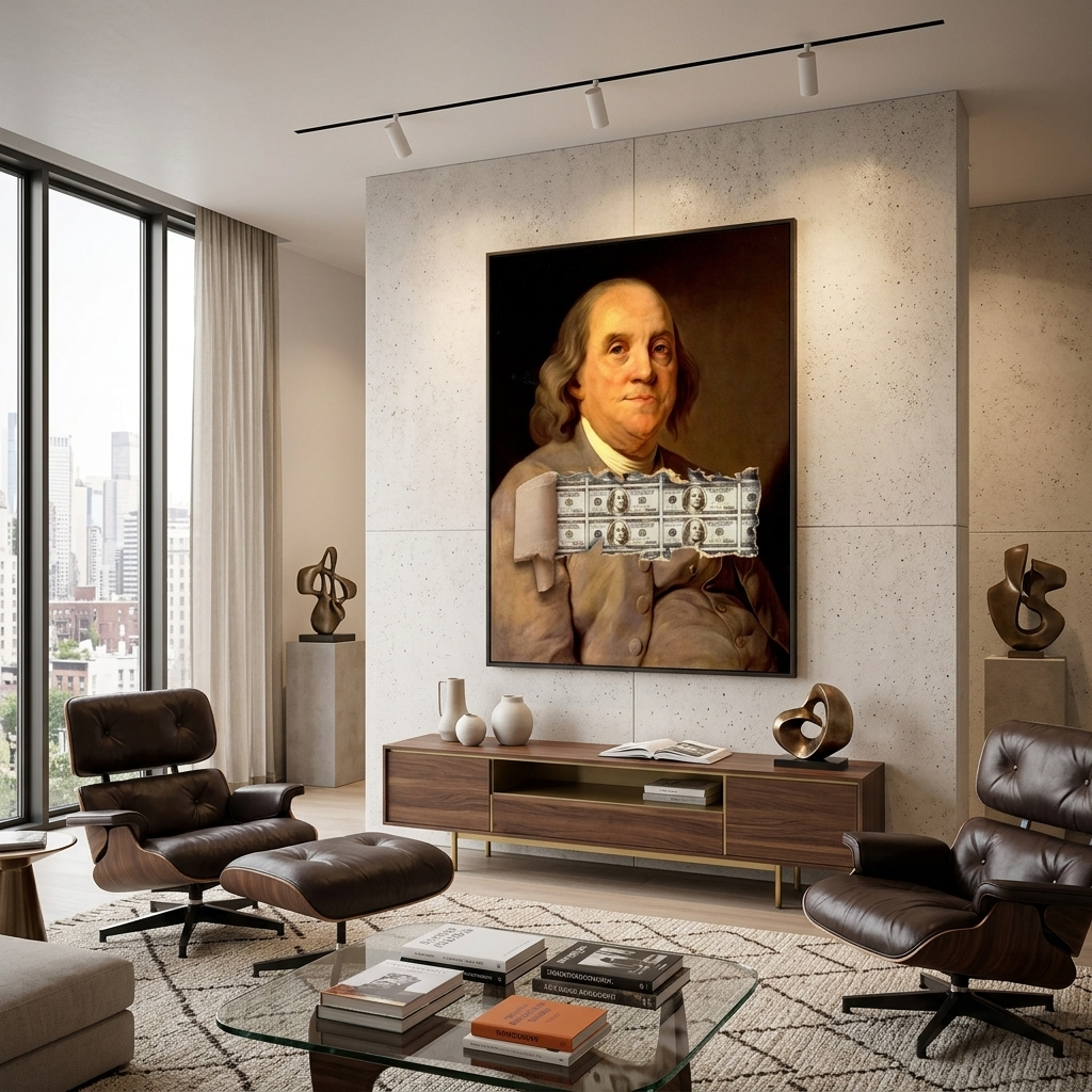 Benjamin Fransclin und Dollar Inspirierender Kunstdruck auf Leinwand