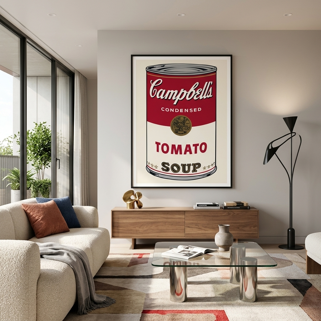 Reproduktion einer Dose Tomatensuppe, Reproduktion, Kunstdruck auf Leinwand, Wandbild