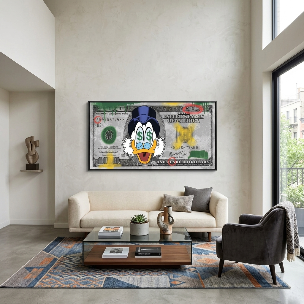 Scrooge Dollar Inspirierender Leinwand-Kunstdruck