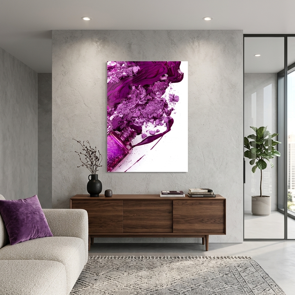 Kunstdruck auf Leinwand, violetter Nagellack
