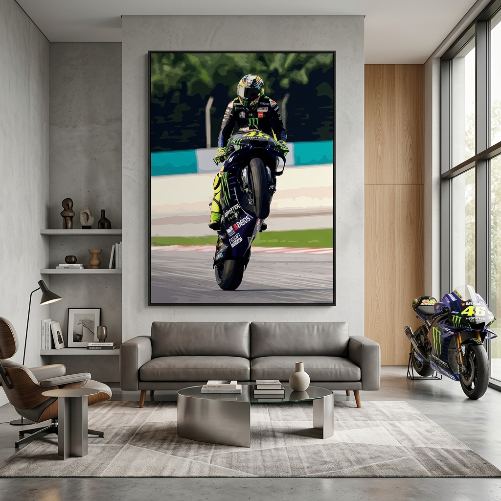 Leinwandbild, Motorradfahrer Valentino Rossi, Wandbild
