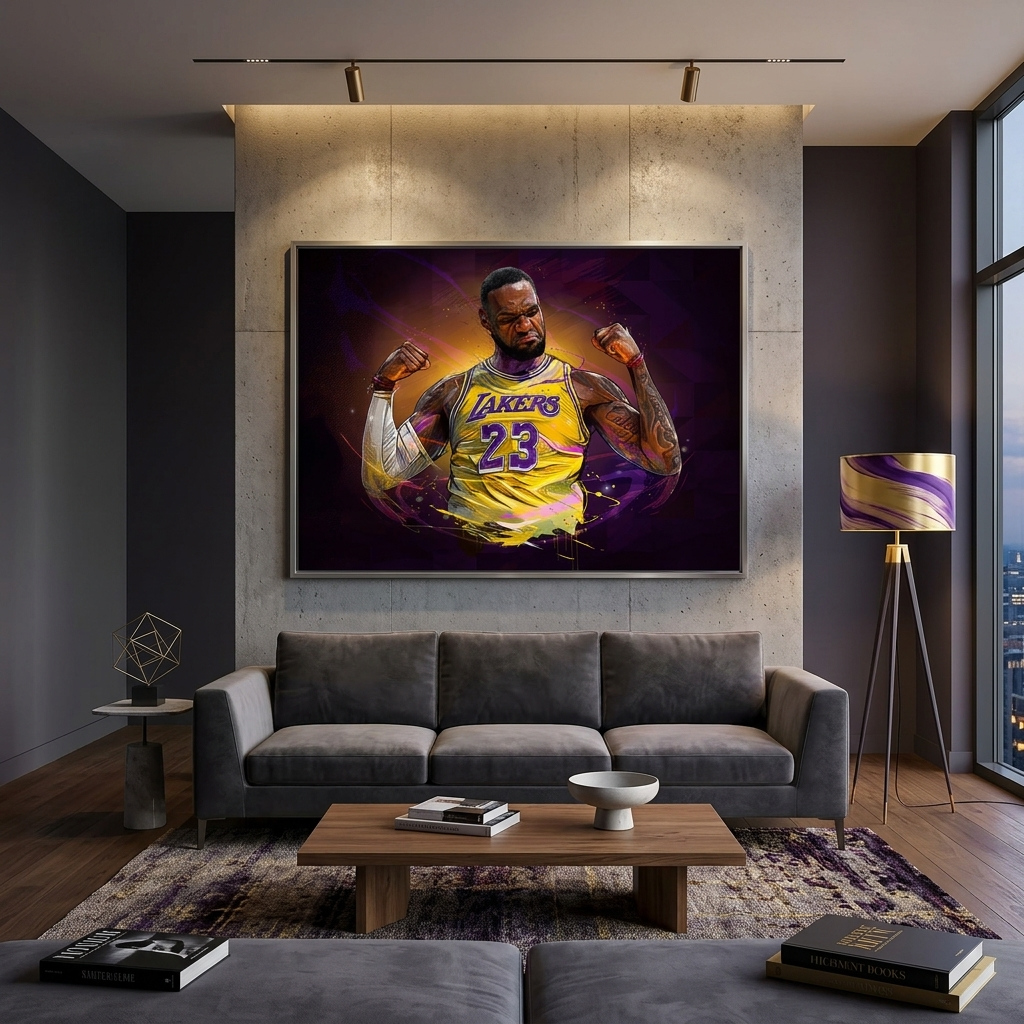 Leinwandbild „LeBron James“, Basketballspieler der Los Angeles Lakers, Wandbild