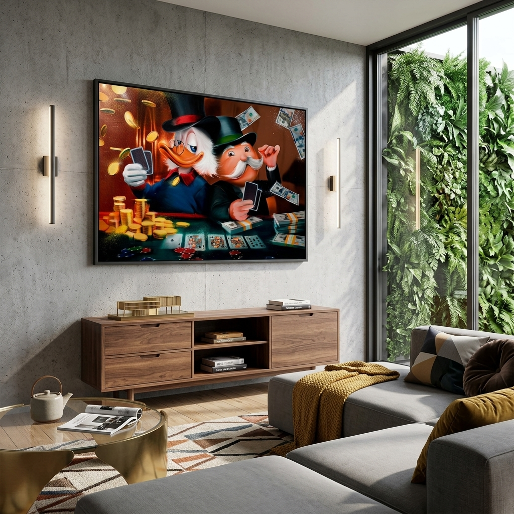 Scrooge, Monopoly, Karten Inspirierender Leinwand-Kunstdruck