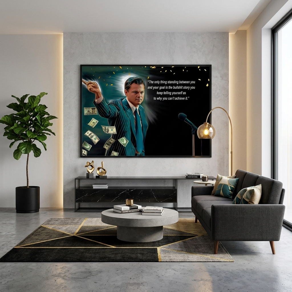 Leonardo DiCaprio and a motivational inscription Motivational Canvas Wall Art Print