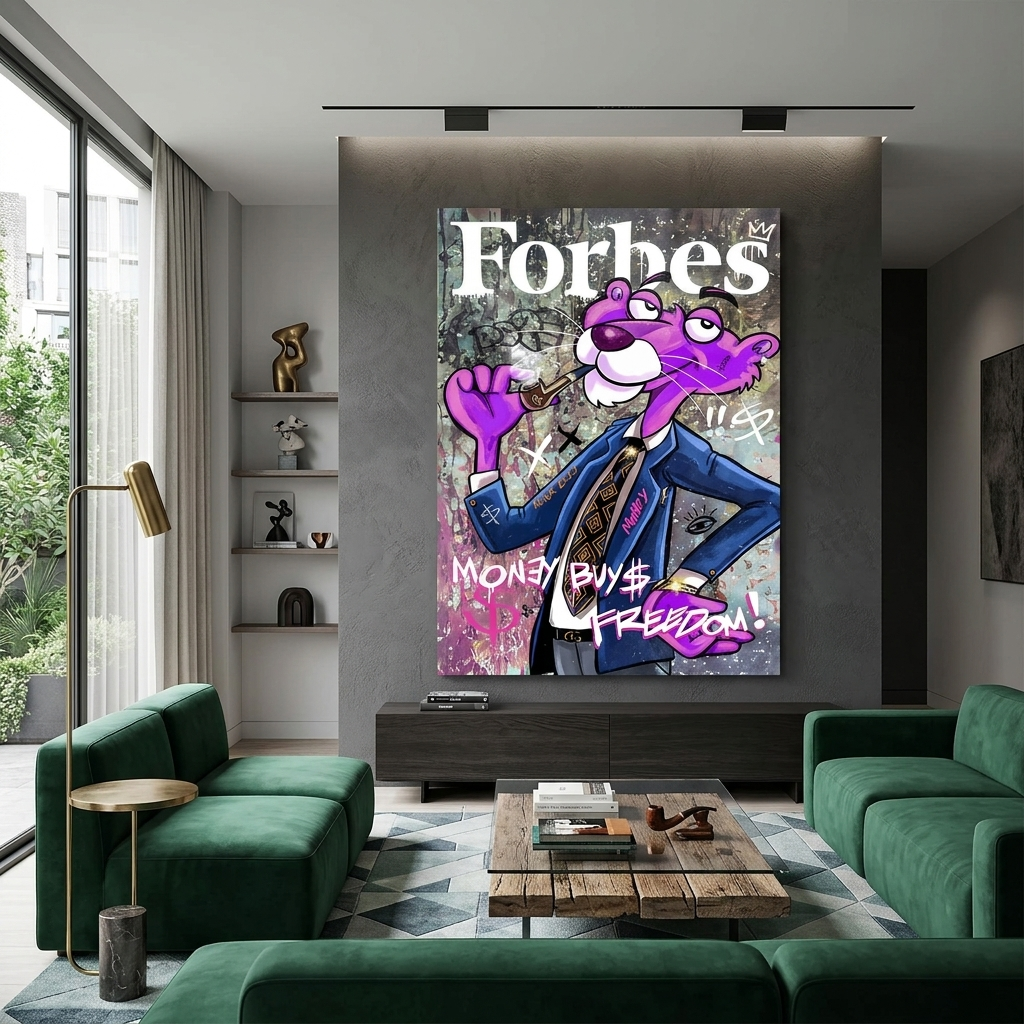 Pink Panther auf dem Cover des Forbes-Leinwand-Kunstdrucks