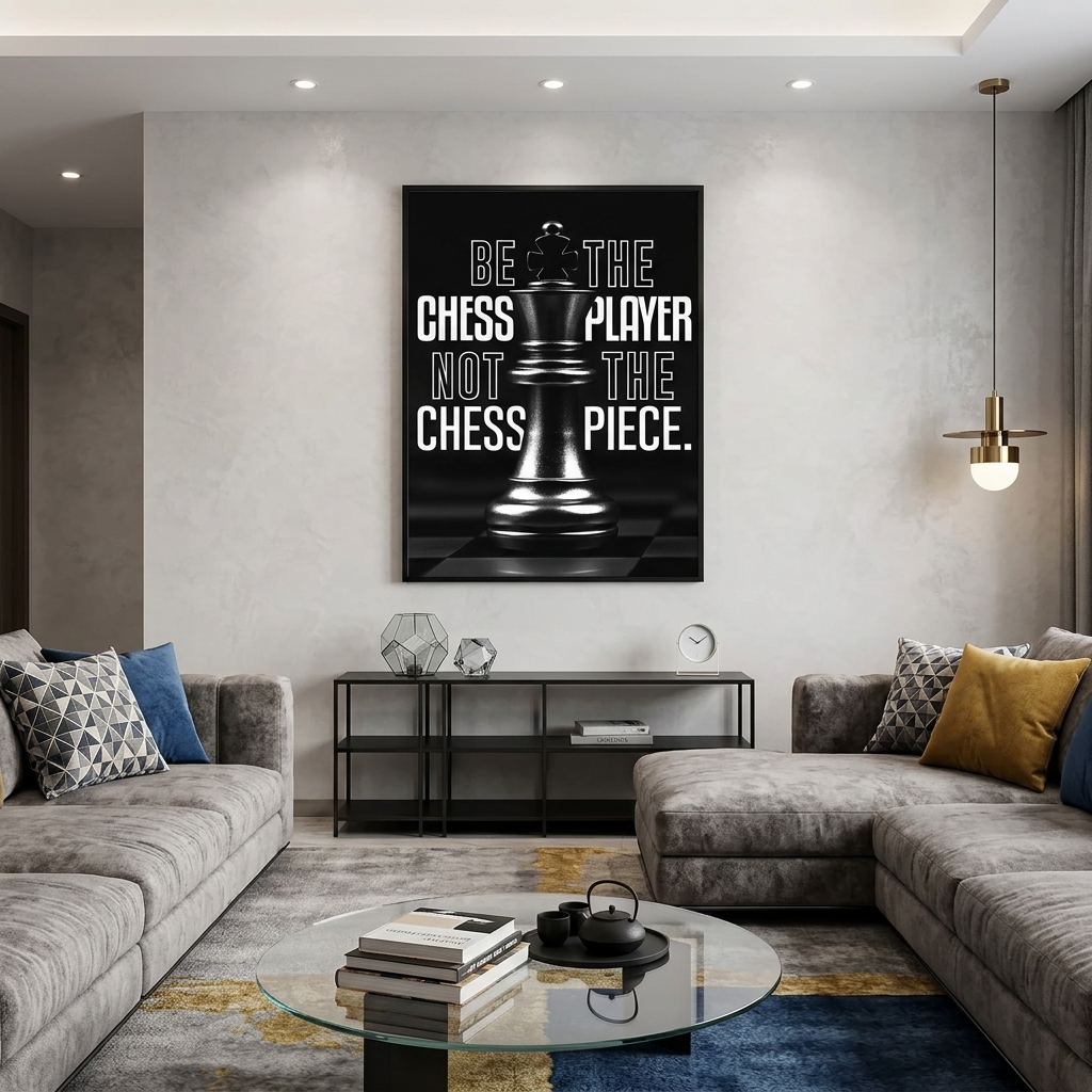 Zur Motivation Schachkönig Schwarz Motivierender Leinwand-Kunstdruck