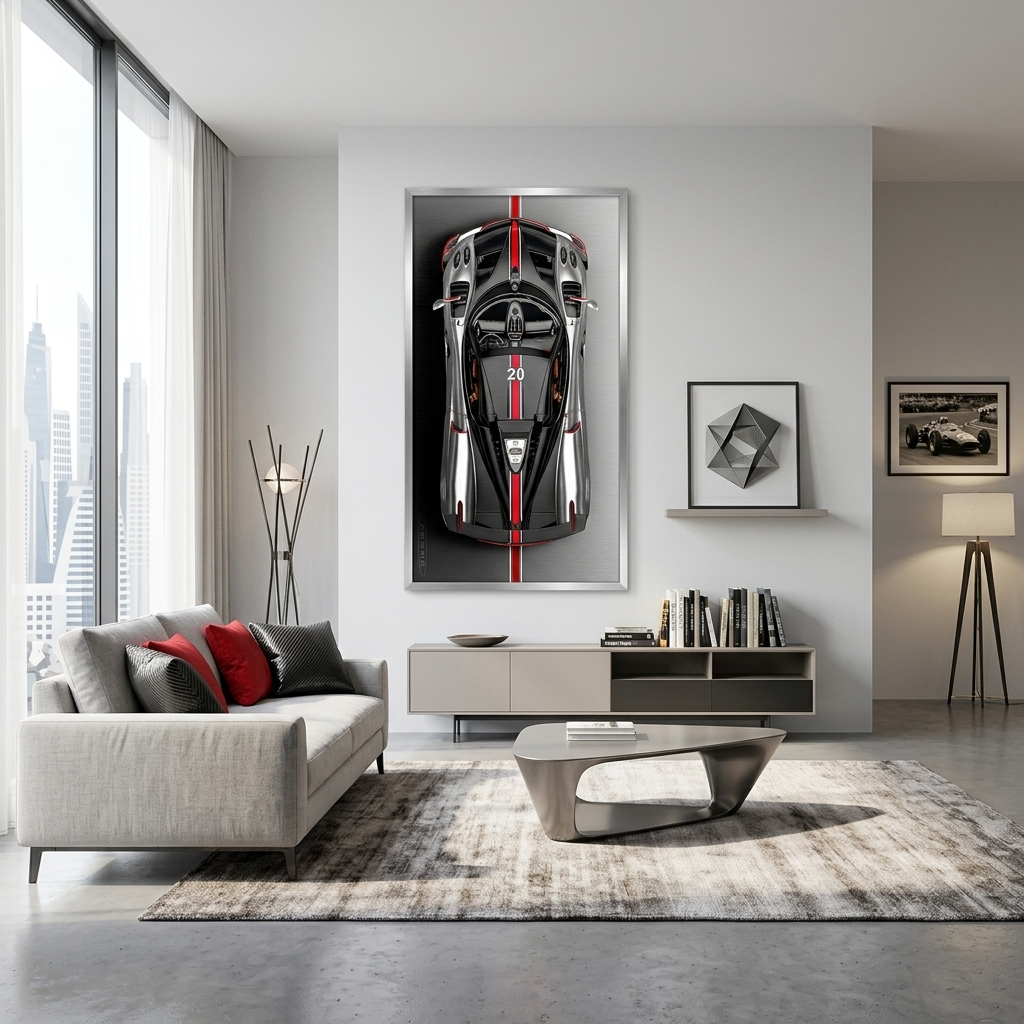 Leinwandbild, Porsche 911, grün, auf grauem Hintergrund