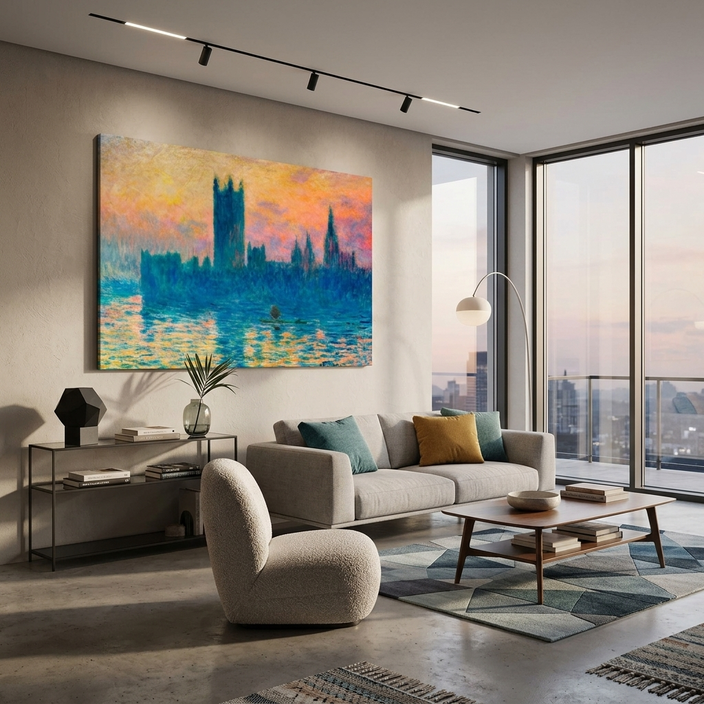 Reproduktion von London. Reproduktion des Parlaments auf Leinwand, Kunstdruck