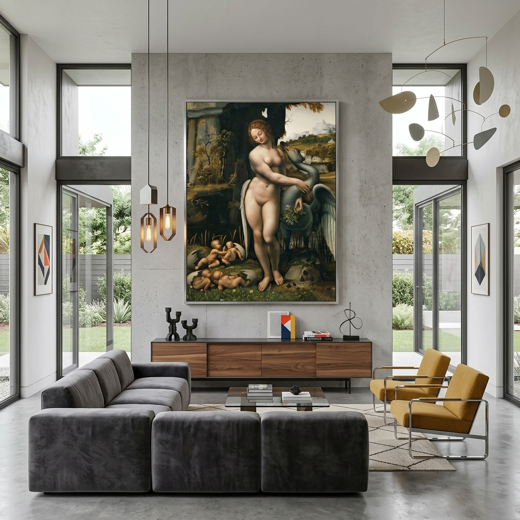 Leinwandbild „Leda und der Vogel“