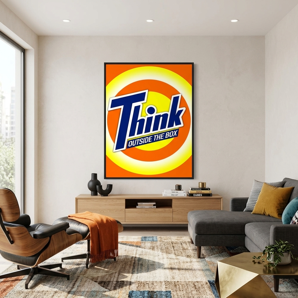 Zur Motivation: Denken Sie über den Tellerrand hinaus. Motivierender Kunstdruck auf Leinwand.