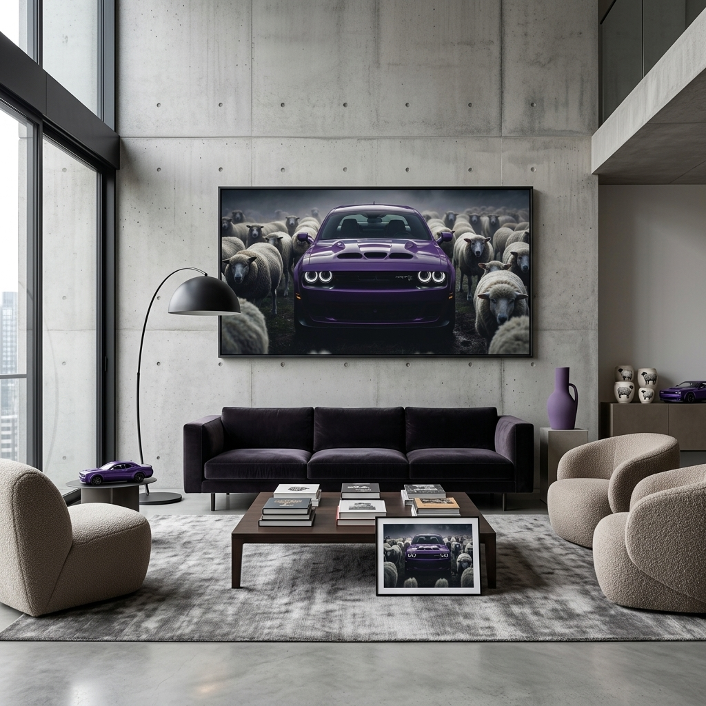 Leinwandbild, Porsche 911, grün, auf grauem Hintergrund