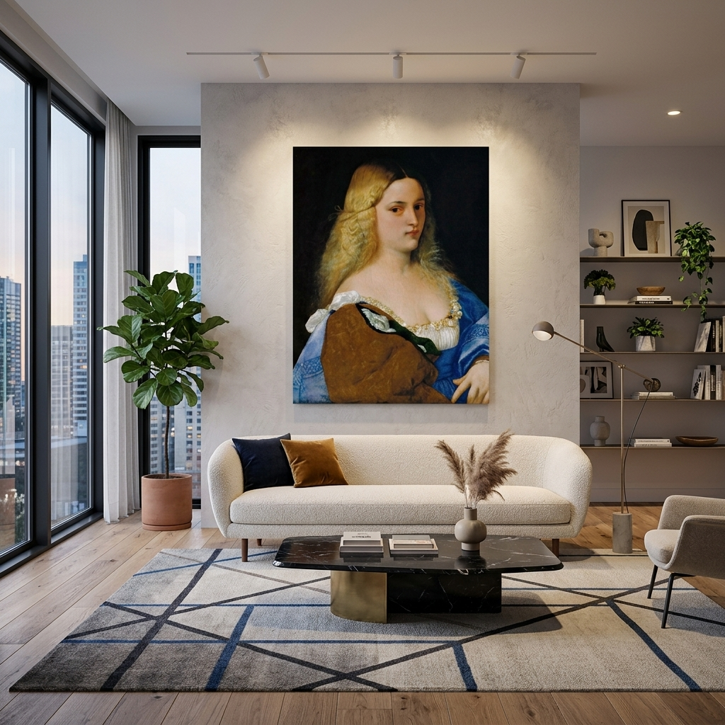 Reproduktion „Violante“ von Tizian, Reproduktion auf Leinwand, Kunstdruck