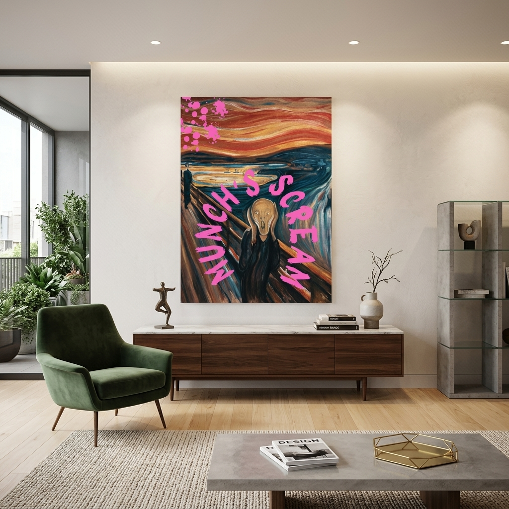 Kunstdruck auf Leinwand, Motiv „Munchs Schrei“