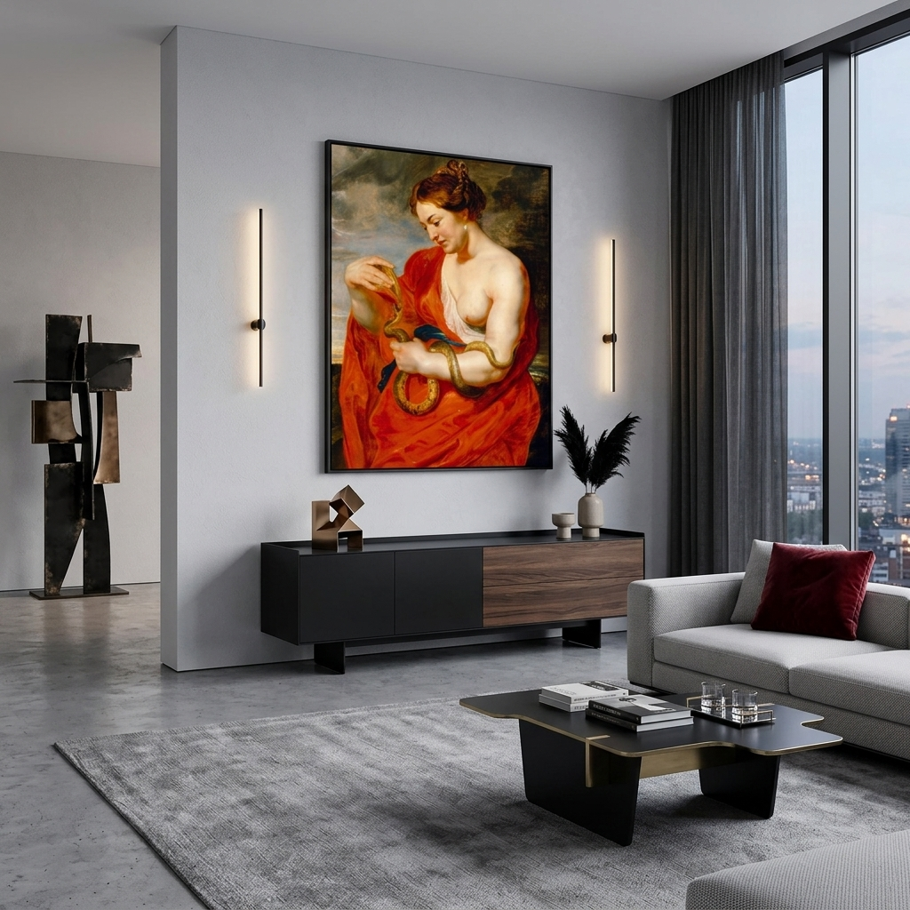 Reproduktion „Hygieia ist die Göttin der Gesundheit“, Reproduktion von Rubens auf Leinwand, Kunstdruck