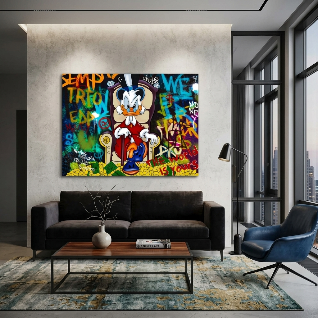 Scrooge – Die Welt gehört dir – Inspirierender Kunstdruck auf Leinwand
