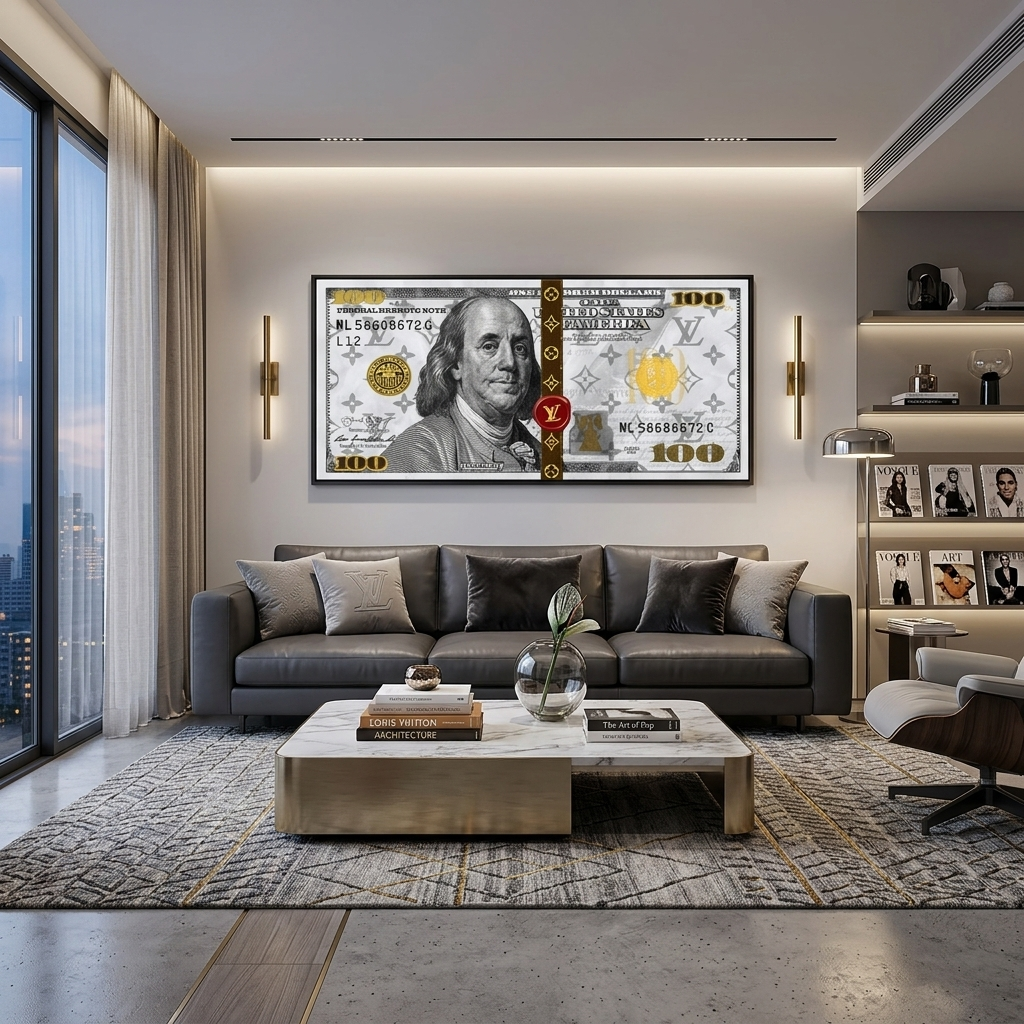 100 Dollar Weiß Franklin LV weiß inspirierende Leinwand Wand Kunstdruck