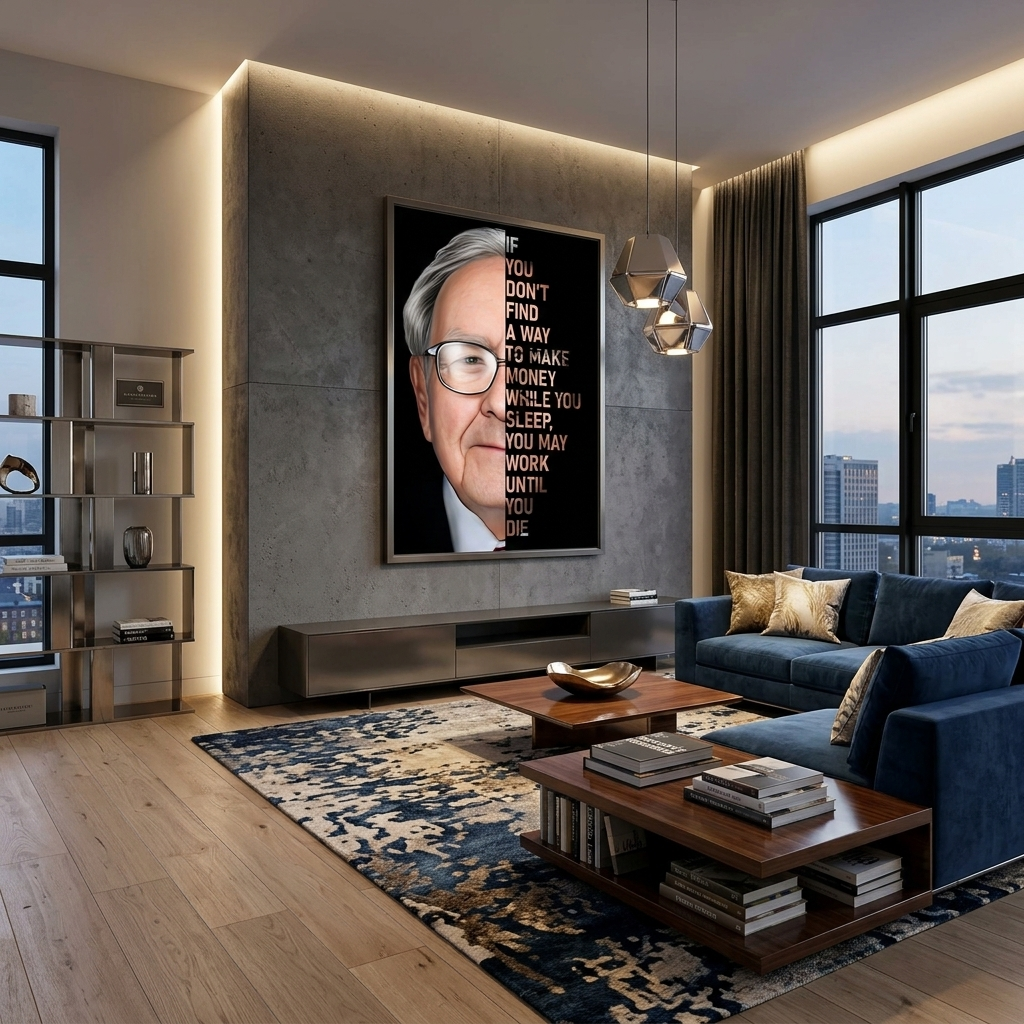Zitat von Warren Buffett auf Englisch, motivierender Kunstdruck auf Leinwand