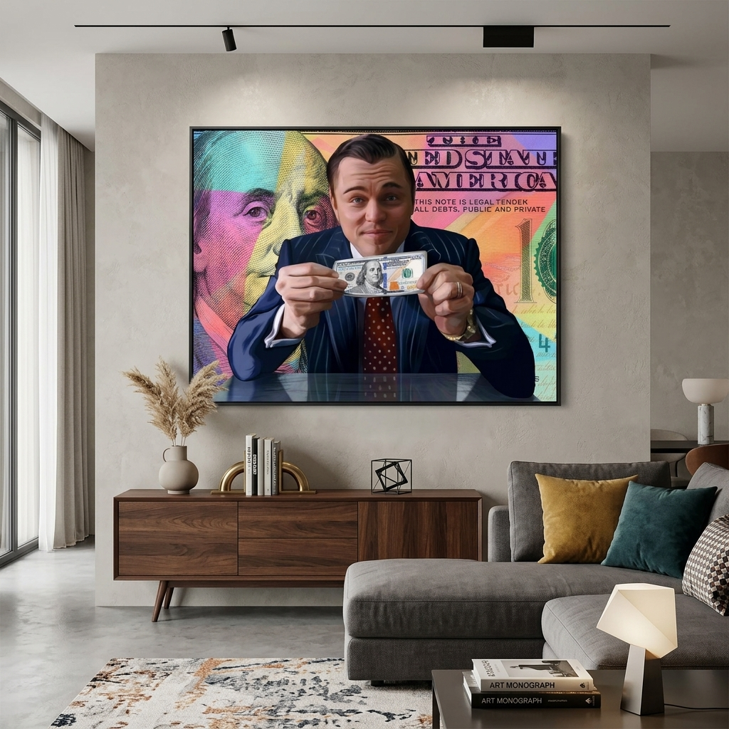 Inspirierender Kunstdruck auf Leinwand „The Wolf of Wall Street“