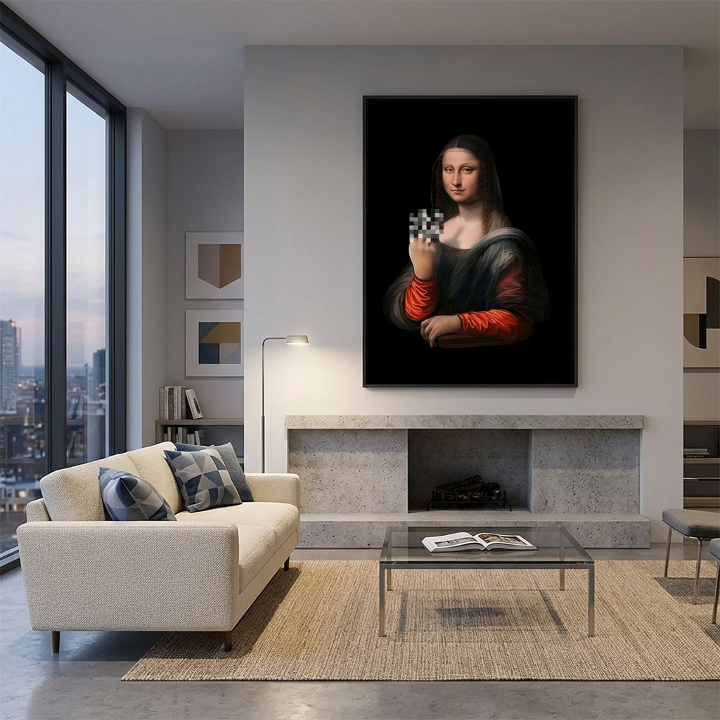 Kunstdruck auf Leinwand, Motiv: Mona Lisa zeigt