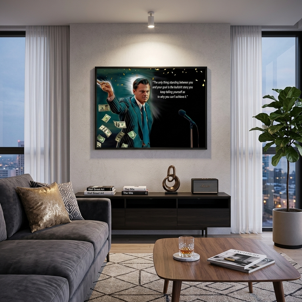 Leonardo DiCaprio and a motivational inscription Motivational Canvas Wall Art Print