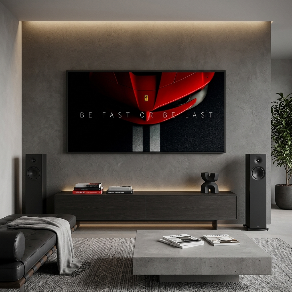 Zur Motivation: Sei schnell oder sei der Letzte, Ferrari, motivierender Leinwand-Kunstdruck