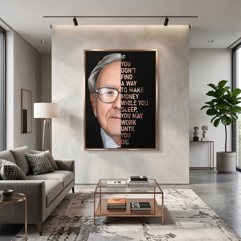Zitat von Warren Buffett auf Englisch, motivierender Kunstdruck auf Leinwand