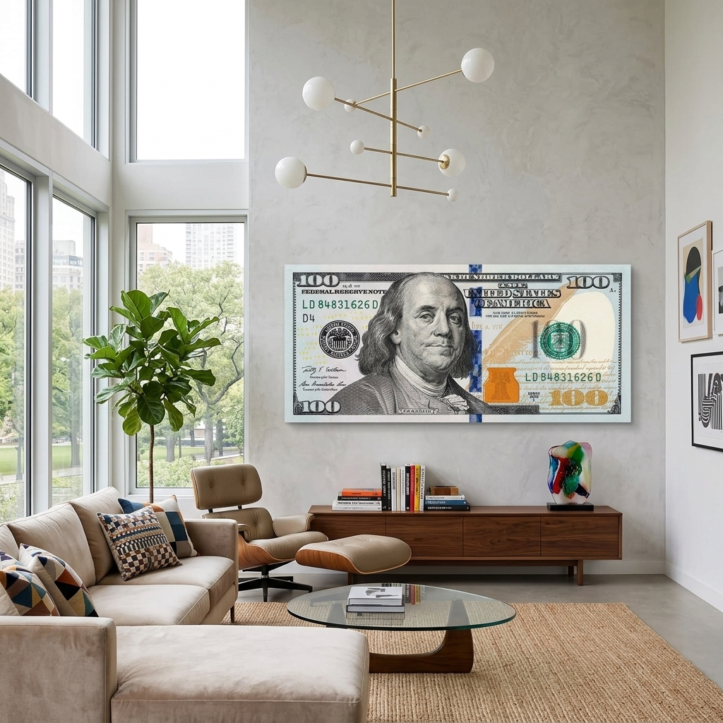100 Dollar Originalfarbe Inspirierender Kunstdruck auf Leinwand