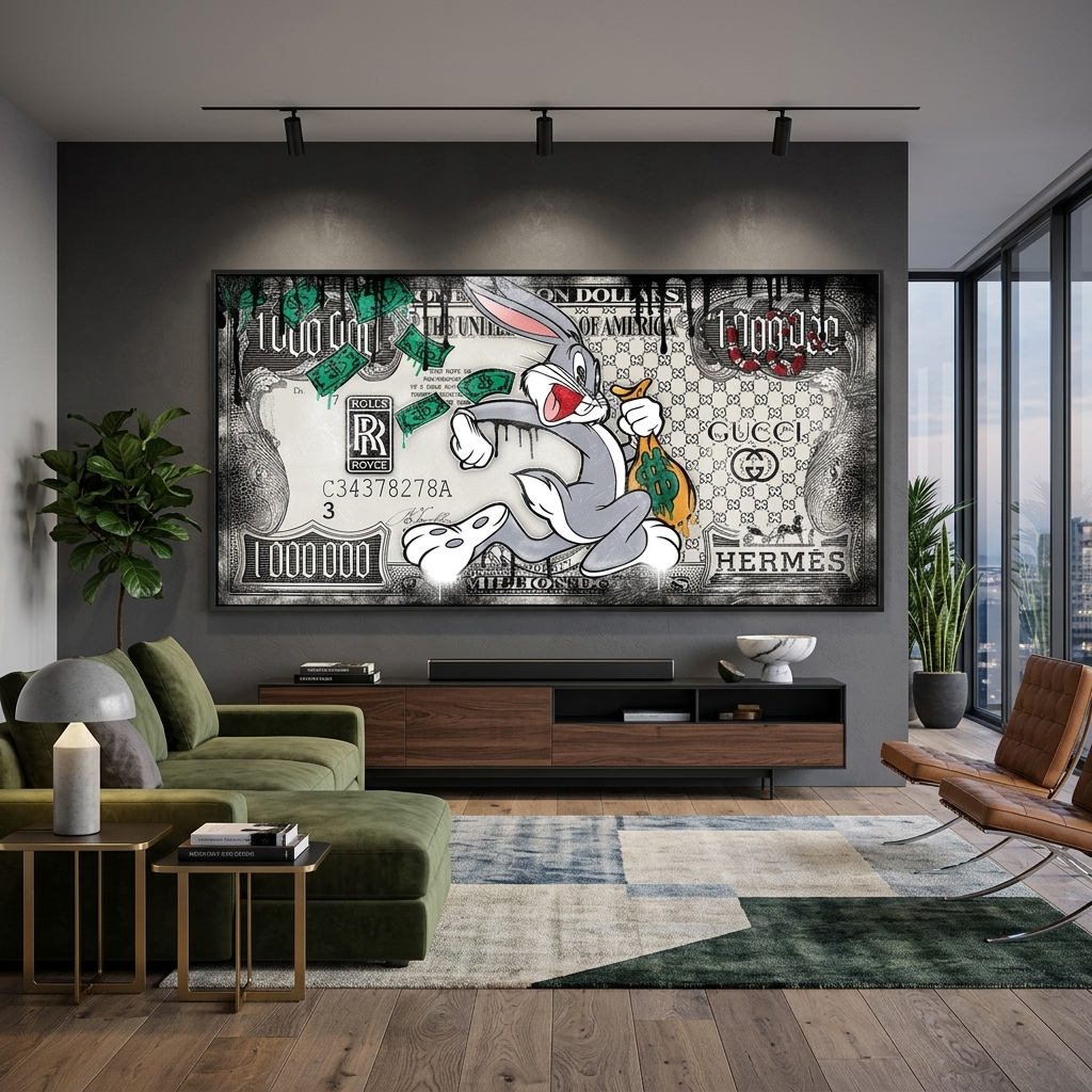 Inspirierender Leinwanddruck „Bugs Bunny's Million Dollar Balls“