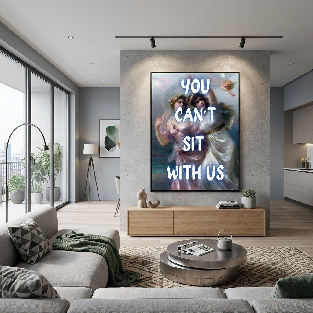 Kunstdruck auf Leinwand, Motiv: „Du kannst nicht bei uns sitzen“