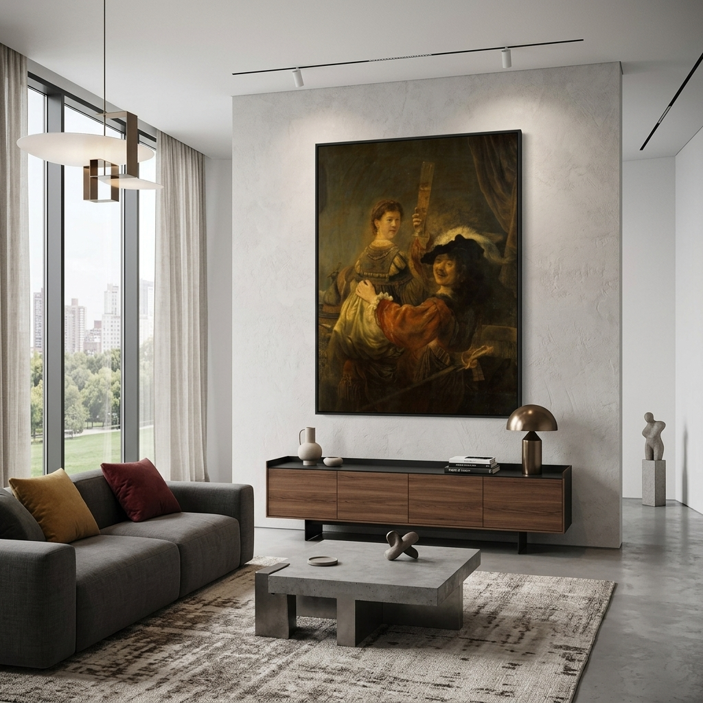 Reproduktion Der verlorene Sohn in der Taverne von Rembrandt, Reproduktion auf Leinwand, Kunstdruck
