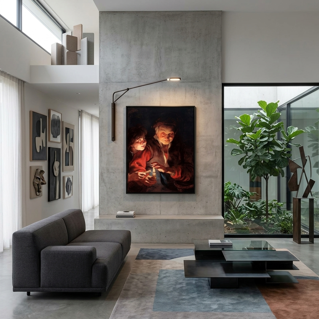 Reproduktion: Eine alte Frau und ein Junge mit Kerzen, Rubens-Reproduktion, Kunstdruck auf Leinwand