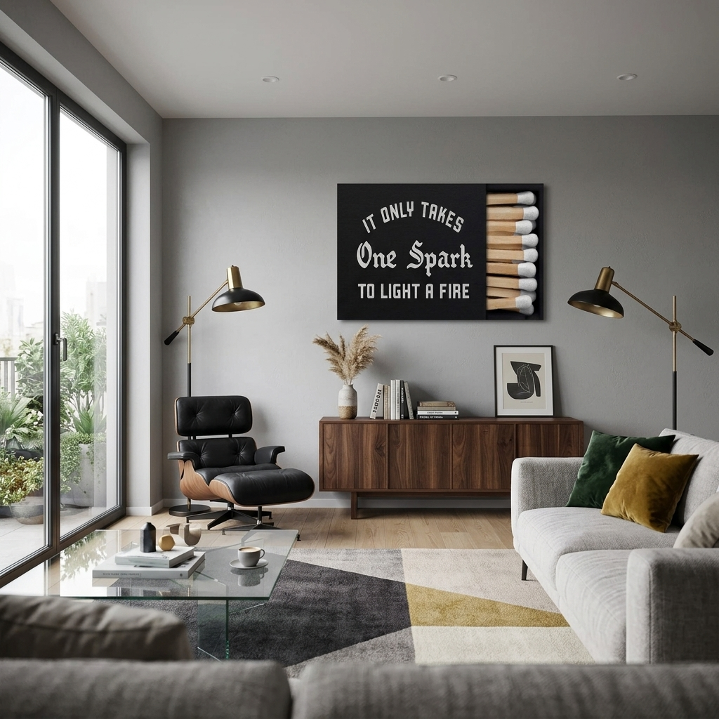 Kunstdruck auf Leinwand, Motivierend, Streichhölzer, Weiß
