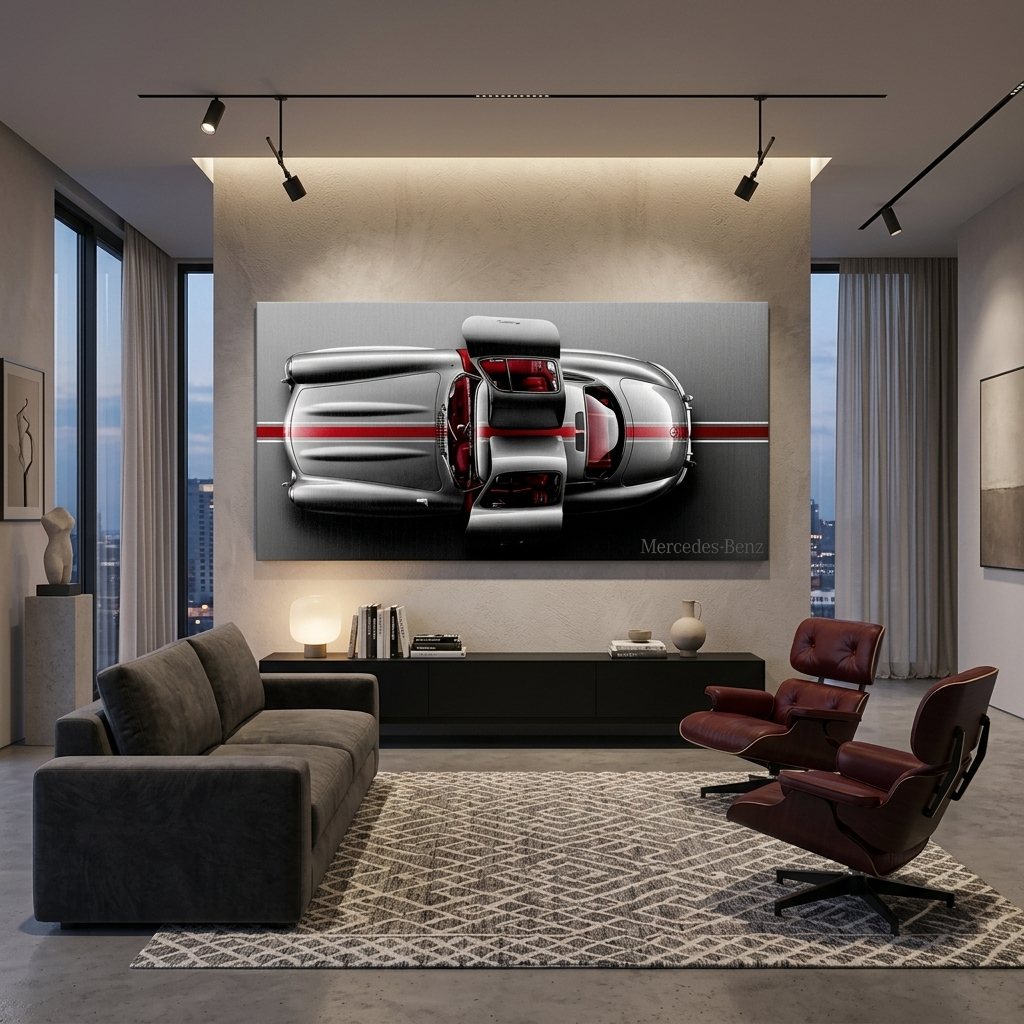 Leinwandbild, Porsche 911, grün, auf grauem Hintergrund