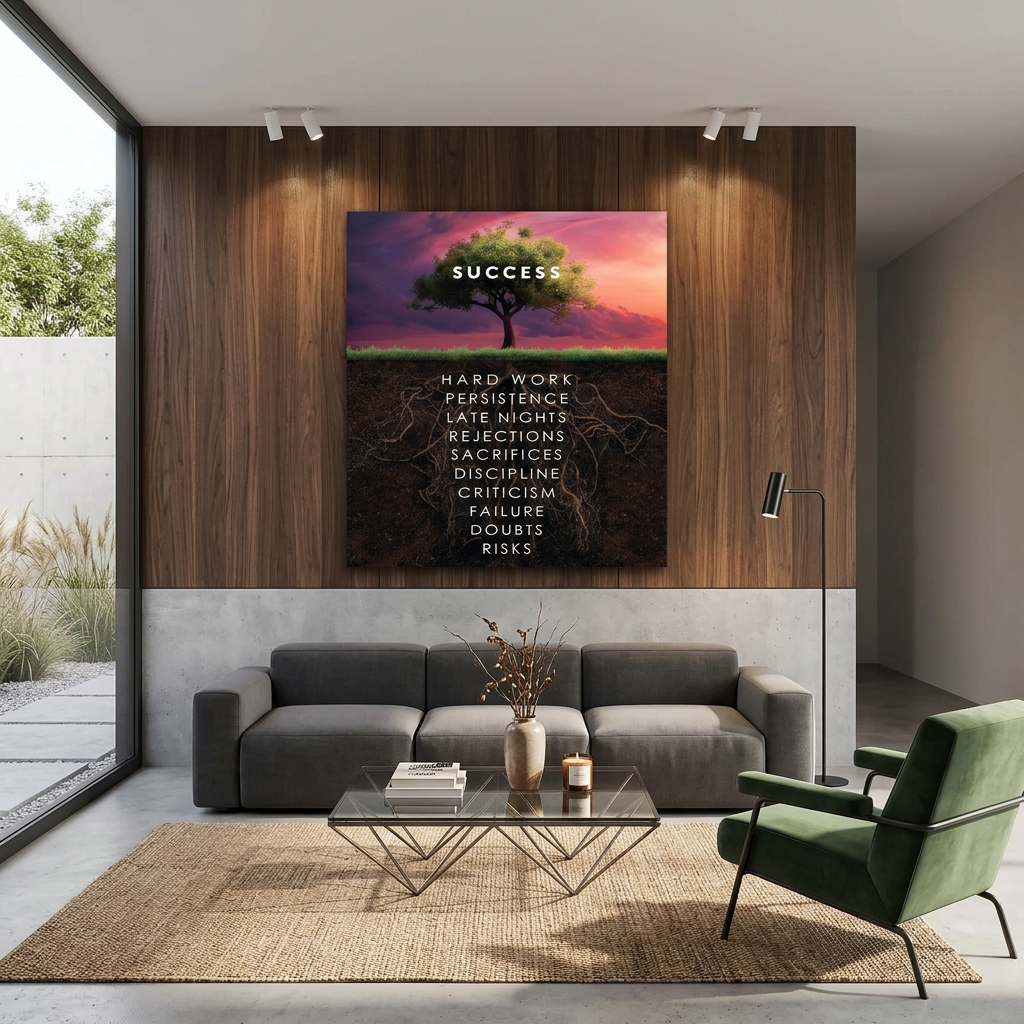 Um den Erfolgsbaum zu motivieren, motivierender Leinwand-Kunstdruck