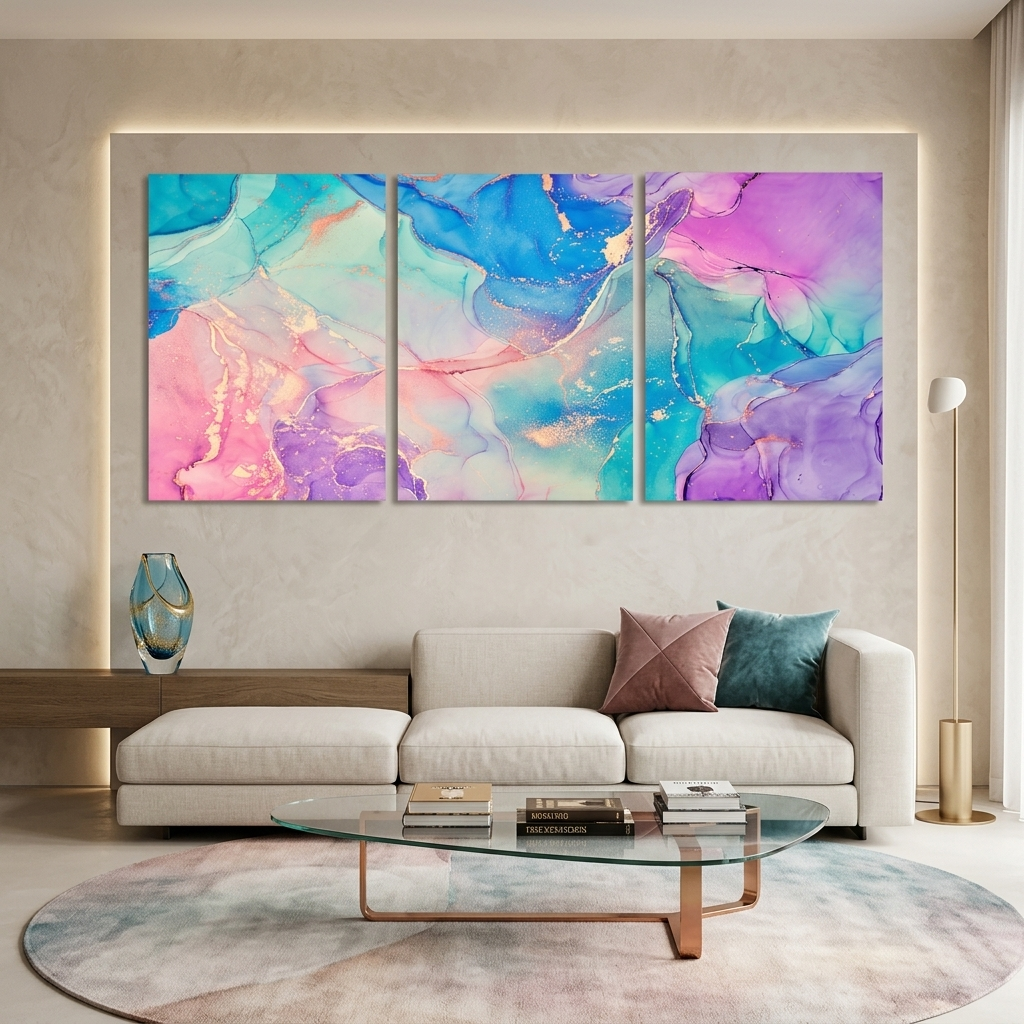 Modularer Kunstdruck auf Leinwand mit mehreren Teilen, Regenbogen-Abstraktion