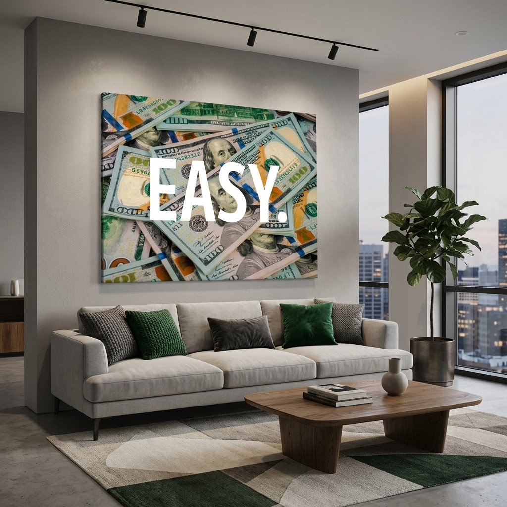 „EASY“ – inspirierender Kunstdruck auf Leinwand.