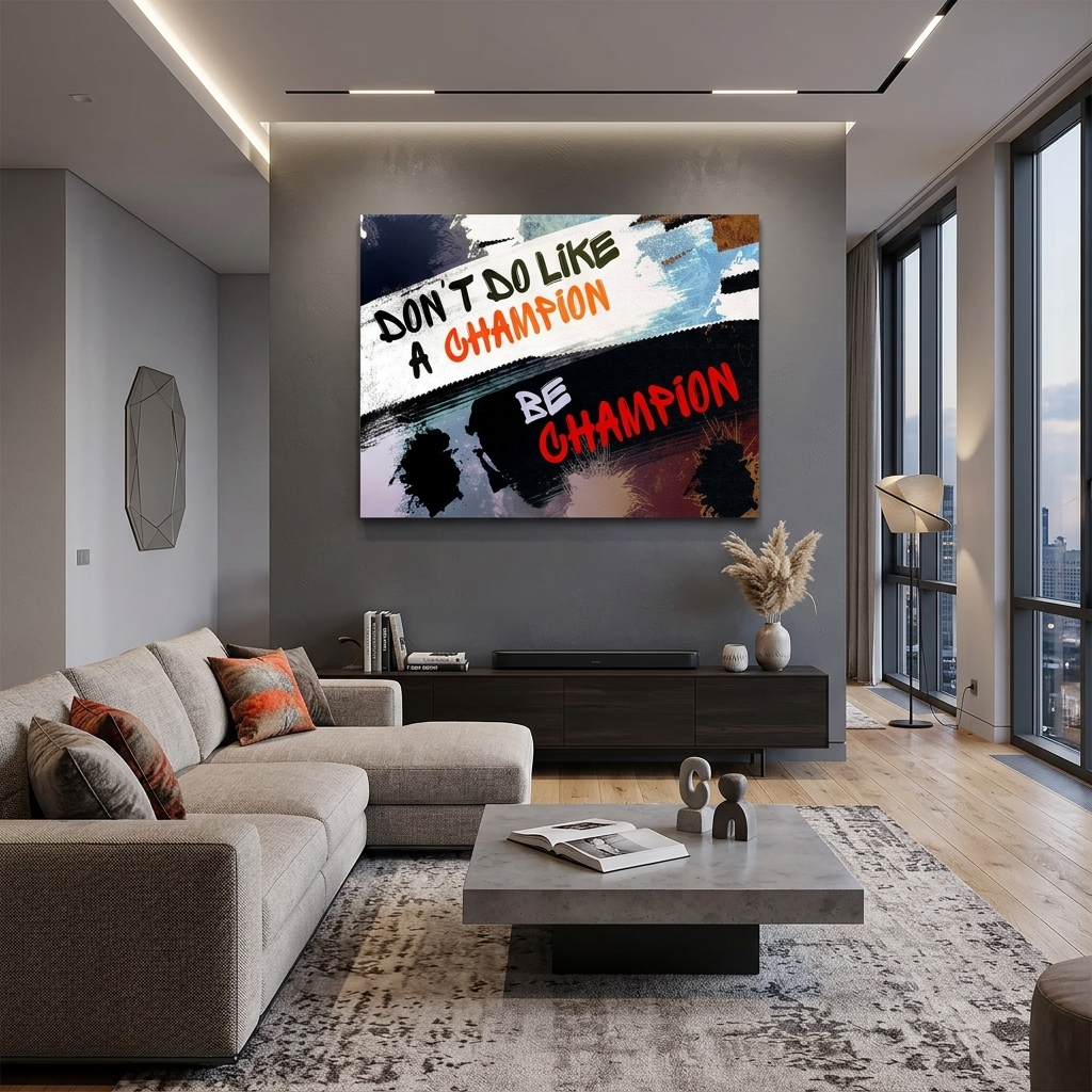 For motivation Be a champion Motivational Canvas Wall Art Print
