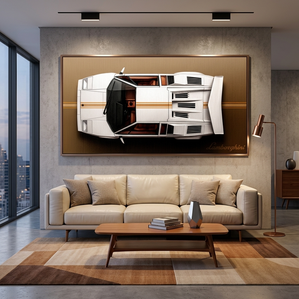 Leinwandbild, Porsche 911, grün, auf grauem Hintergrund