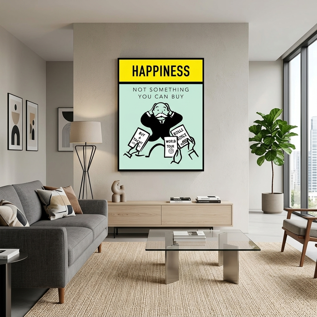 Monopoly Happines Canvas Wall Art Print